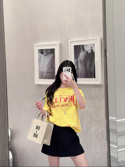 迪奥黄色短袖刺绣T恤 商品图5