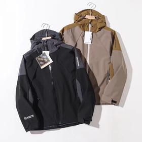 F030482户外拼色连帽男款徒步登山防风防水夹克外套