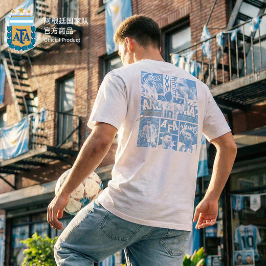 【官方正版】阿根廷国家队 | 春夏新款黑白双色印花T恤舒适透气梅西 商品图2