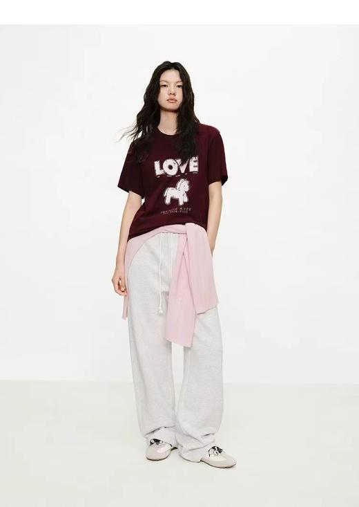 F030490短袖T恤2026春夏季新品马年系列烫钻印花竹节棉质圆领T 商品图4