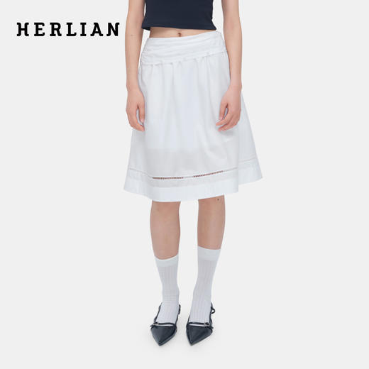 HERLIAN 2026年春夏新品腰头多层次褶皱设计半身裙女中长裙 商品图0