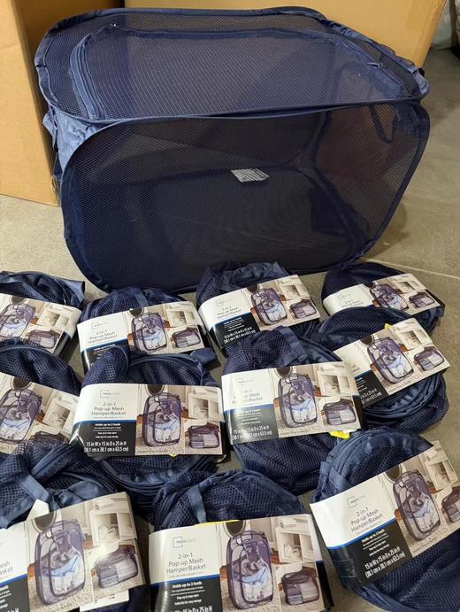 F030474大容量可折叠手提透气网格多功能收纳篮两个一组洗衣篮 商品图10