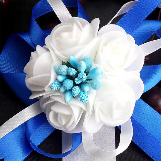 蓝色烫金胸花小白花祭祀祭祖清明扫墓追掉会布花别针胸花 商品图1