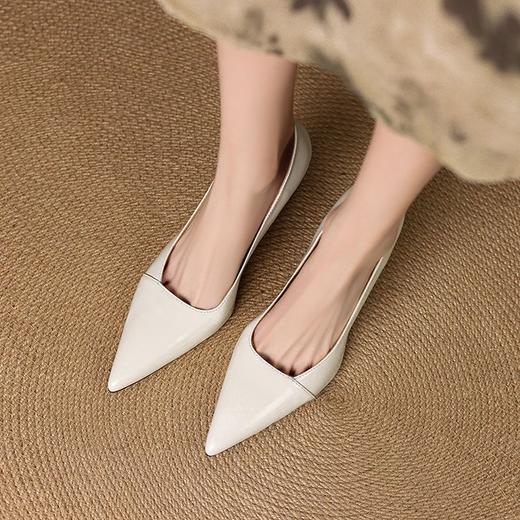 【预售5天】潮牌高级感气质低跟尖头浅口单鞋女新款春秋季法式通勤鞋AK&393 商品图1