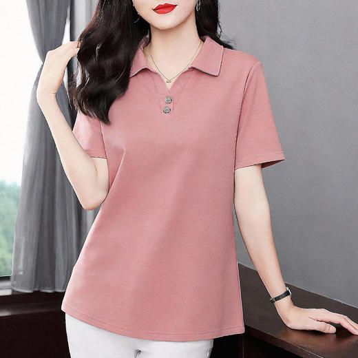 2026新款爆款短袖t恤正肩胖mm大码女装polo衫宽松翻领女士上衣夏 商品图4