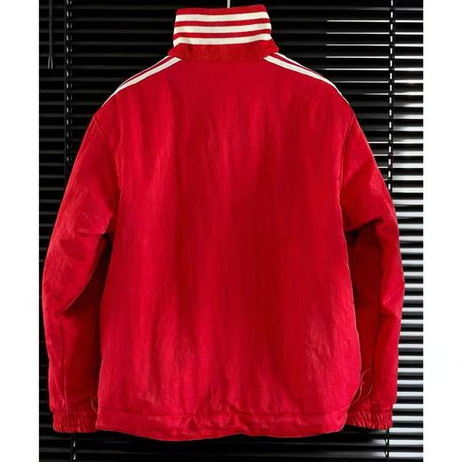 F0304121秋冬复古运动风两面穿哑光软质料保暖棉服黑红撞色外套 商品图2