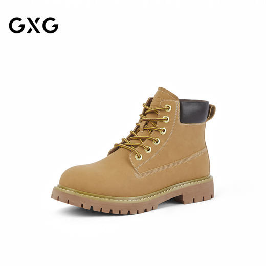 GXG通勤男鞋休闲百搭高帮马丁靴工装户外登山鞋增高大黄靴 商品图1