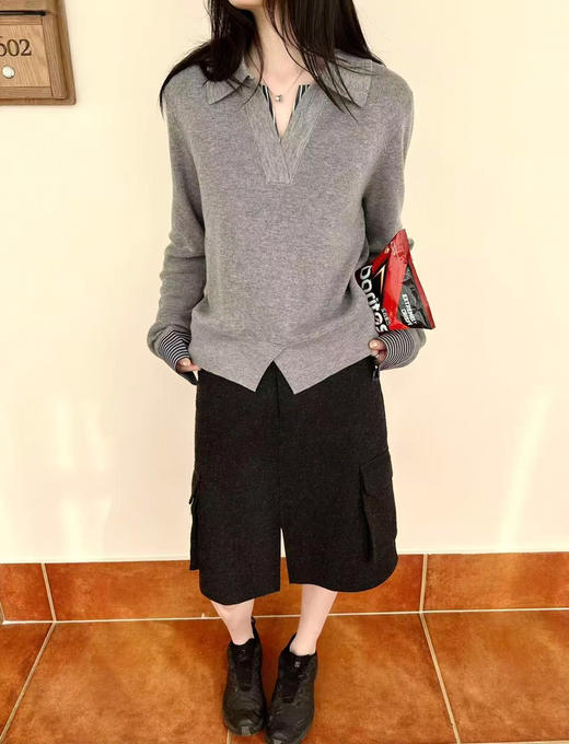 DYJ60065羊毛假两件衬衫袖上衣 商品图5