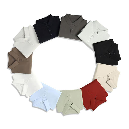 165g 整件全无痕压胶无缝纯色二级布领短袖四合扣短袖翻领polo衫  ZT-T26# 商品图3