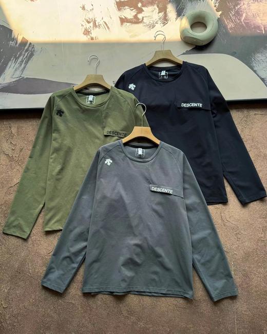 F0304120户外速干透气轻便弹力针织面料圆领长袖T恤打底衫 商品图0