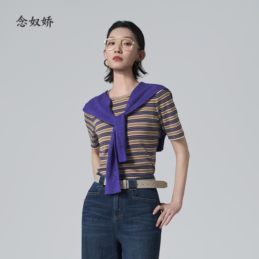 【商场同款】CNK6364 “ 复古条纹毛衫 ” 点亮搭配 职场好物短袖T恤 商品图8