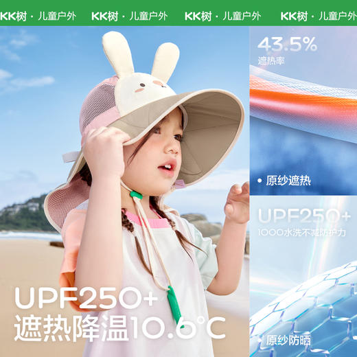 KK树宝宝防晒帽大帽檐儿童遮阳帽夏季男童女孩太阳帽海边防紫外线动物奇旅披风帽 商品图2