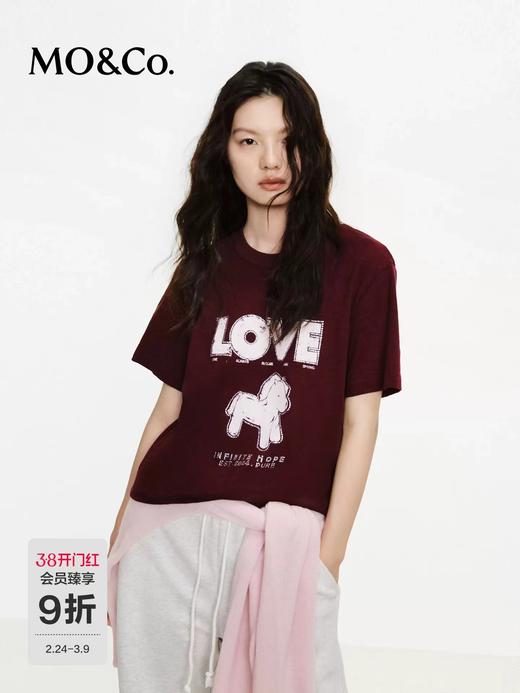 F030490短袖T恤2026春夏季新品马年系列烫钻印花竹节棉质圆领T 商品图6