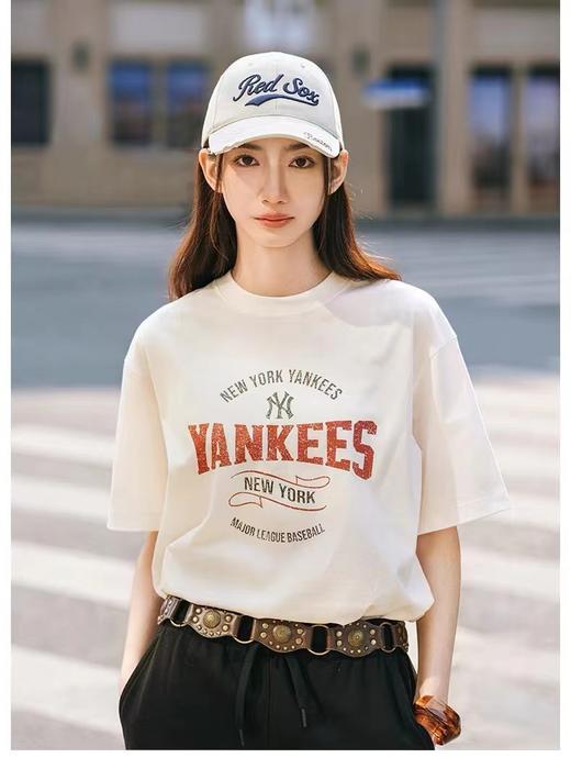 F030433字母印花款新品时尚复古圆领亲肤透气男女同款套头短袖T恤 商品图13