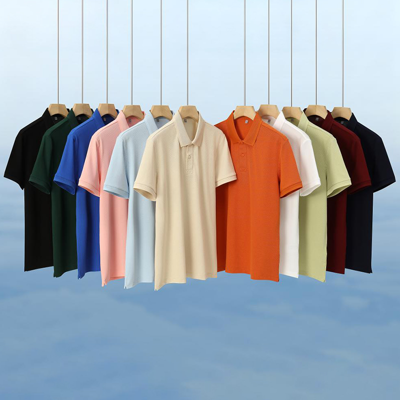 200g 亚麻大珠地纯色提花翻领短袖翻领polo衫  ZT-S1001#