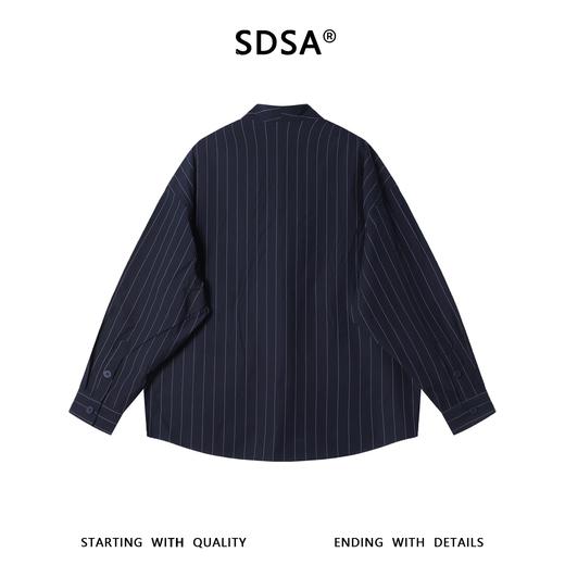 95583SDSA男装2026新款潮牌极简风条纹衬衫男女同款藏青细条纹无领衬衣 商品图5