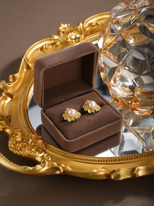 子佩集【花开锦年】银S925珍珠惜王妃耳钉【QJED008】双色花朵小蛋糕2602 商品图4