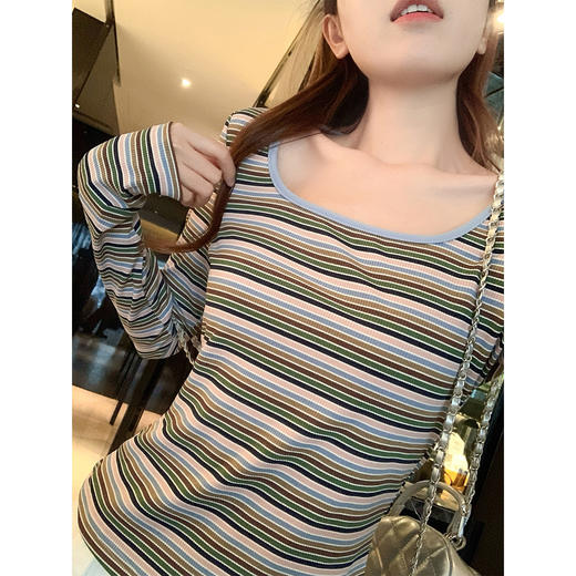 <曾小咸推荐>3.5现货秒杀 ！微信超特价！韩系复古条纹长袖t 日常109.99 立减50 秒杀59.99！！ 商品图2