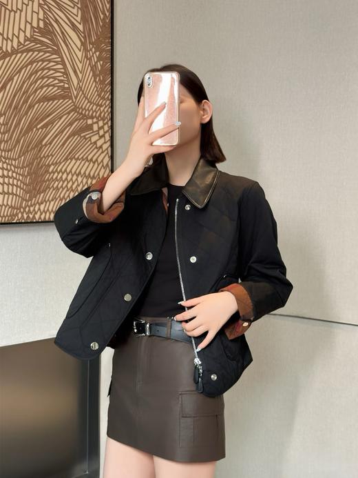 【大牌BBR家同款】颖范 拼皮翻领菱格外套 气质百搭 商品图1