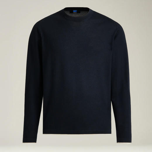 KITON 男士超细初剪羊毛圆领长袖针织衫 蓝色 UMM069903003 商品图0