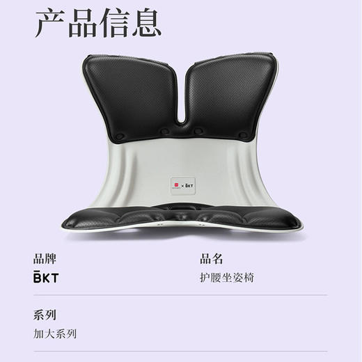 BKT 人体工学护腰坐姿椅 加大版 神秘黑-LP01 商品图5