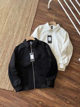 F030431男士棉混纺斜纹时尚舒适百搭通勤拉链夹克翻领外套