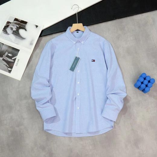 F030405高密度牛津纺面料舒适亲肤春款立体裁剪男士长袖条纹长袖衬衫 商品图3