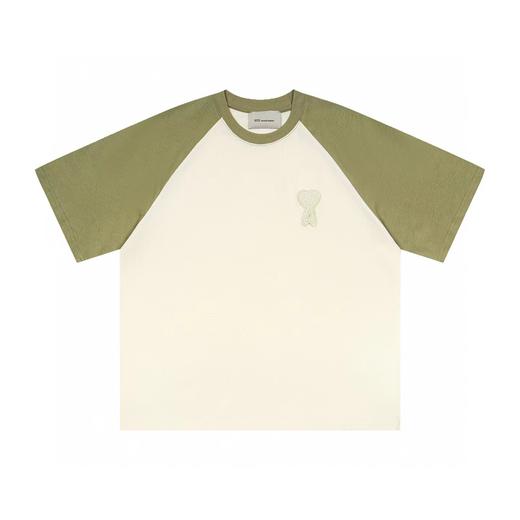 F0304115新动漫爱心毛巾绣贴布绣拼色插肩袖圆领情侣短袖T恤 商品图4