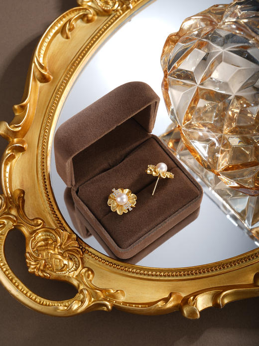 子佩集【花开锦年】银S925珍珠惜王妃耳钉【QJED008】双色花朵小蛋糕2602 商品图5