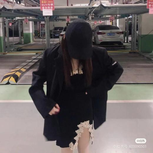 F030420虞书欣同款Logo小皮标黑色休闲简约大方西装外套 商品图5