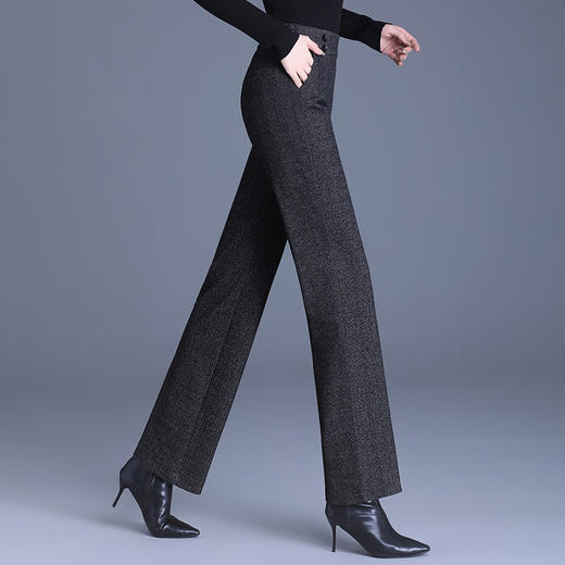 大码中年妈妈毛呢裤子2025新款秋冬加绒保暖直筒阔腿裤女外穿洋气 商品图3