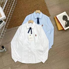 F030404简洁干净纯棉衬衫女士新款春季白色长袖职业气质休闲衬衣
