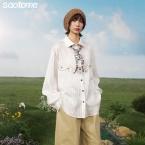 早乙女惠子saotome/STMCS211668/条纹暗肌理绣花衬衫 商品图0