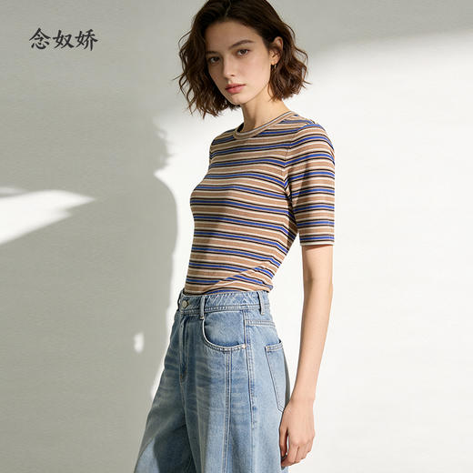 【商场同款】CNK6364 “ 复古条纹毛衫 ” 点亮搭配 职场好物短袖T恤 商品图11