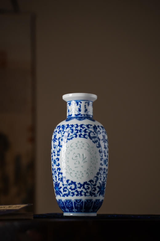 富玉玲珑花瓶卧室陶瓷器中式居家装饰品花瓶家-富系列手绘福字瓶 商品图2