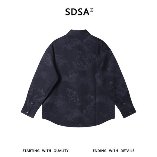 SDSA男士秋冬新款痞帅男装国潮扎染印花树叶长袖衬衫百搭时尚衬衣 商品图4