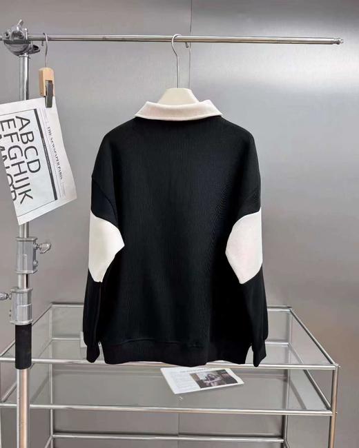 F030462春季新品男女长袖加厚相拼间色透气吸汗翻领polo衫上衣 商品图4