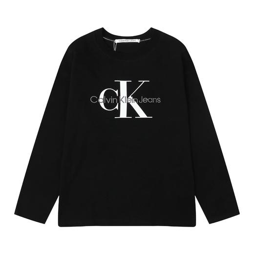 F0304117立体刺绣工艺印花logo情侣圆领纯棉双纱柔软舒适长袖T恤 商品图1