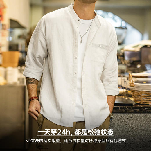 马登工装莱赛尔长袖衬衫天丝日系松弛感衬衣美式老钱风外套男士春 商品图1