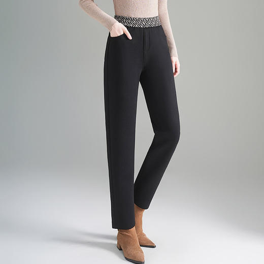 加绒加厚休闲老爹哈伦裤女大码胖mm高腰显瘦裤子新款锥形萝卜裤冬 商品图3