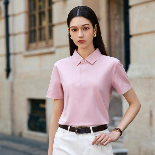 100支无痕高支棉纱液氨棉翻领男女同款夏季短袖上衣  XYD-5951 商品图6