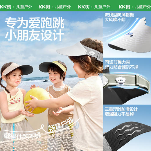 KK树宝宝防晒帽儿童空顶帽男童女孩遮阳帽防紫外线大帽檐太阳帽夏小萌物运动卷卷帽 商品图3