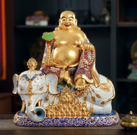 吉象弥勒景泰蓝摆件