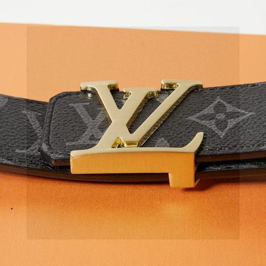 F030450男士黑色低调内涵带身满印老花字母金扣皮带腰带 商品图2