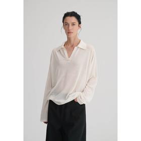 MAISON CECILE 三色|莱赛尔亚麻微透呼吸感简约优雅V领polo衫上衣