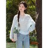 鹿向南「南庄梦蝶」慵懒风蓝色针织衫抽绳女春收腰显瘦蝴蝶上衣 商品缩略图1