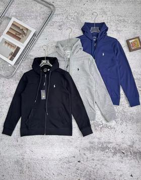 F030455小马刺绣简约宽松休闲百搭细腻柔软拉链开衫外套连帽卫衣帽衫