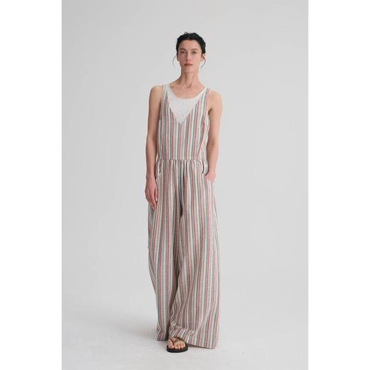 MAISON CECILE三色|亚麻肌理感简约V领休闲随性可调节连体背带裤 商品图0