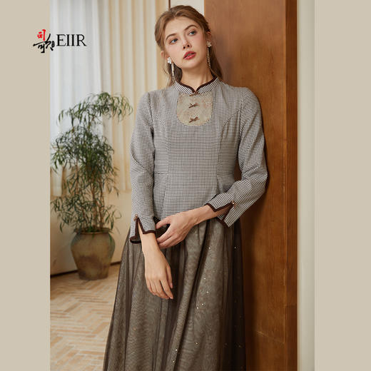 司歌国风改良旗袍连衣裙复古收腰长袖A921213X 商品图1