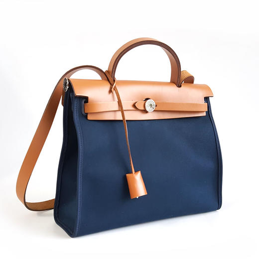 【95新】Hermes爱马仕Herbag系列蓝色帆布拼棕色herbag 31手提单肩包女士280226NJS71 商品图3